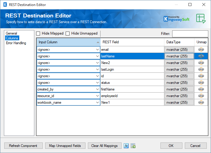 Zoho Sheet Destination component - Columns.png